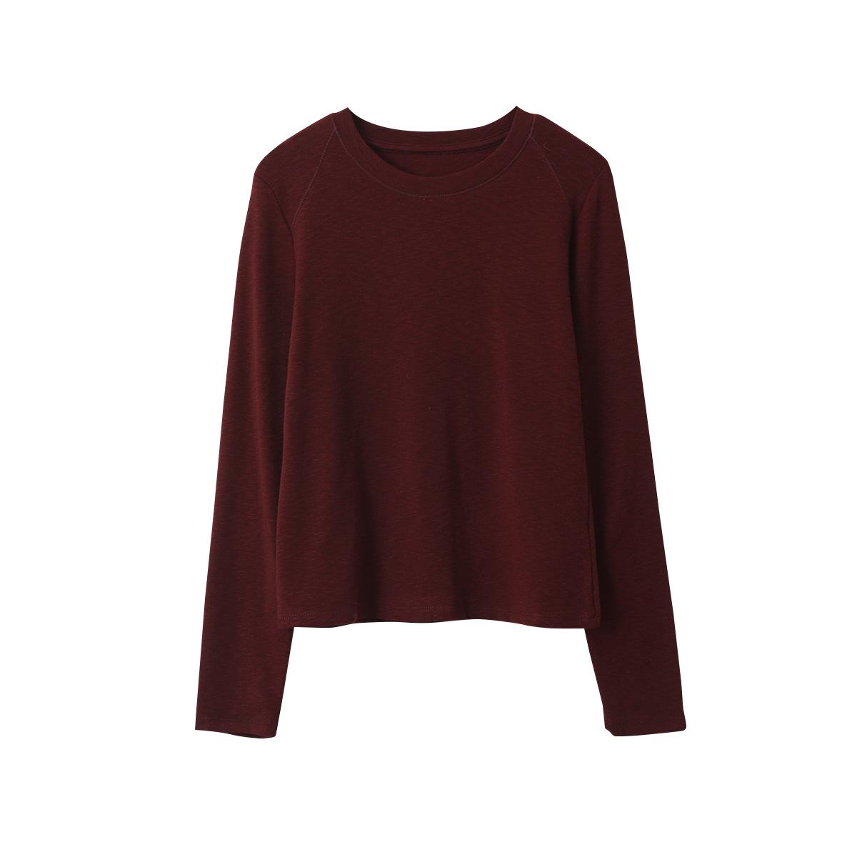 

Oufan Women s Soft Stretch Cotton Round Neck Long Sleeve Shirt - Slimming Base Layer for Autumn/Winter One Size