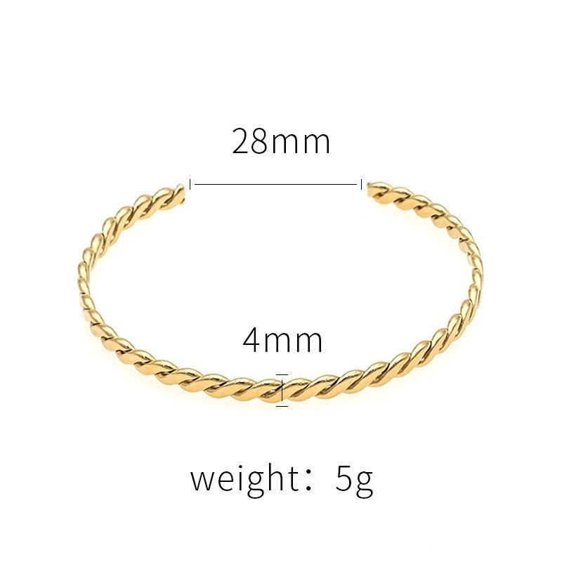 

Accessories French Retro Flat Twist Women S Bracelet 18K Gold Titanium Steel Open C-Shaped Bracelet Does Not Fade золотий