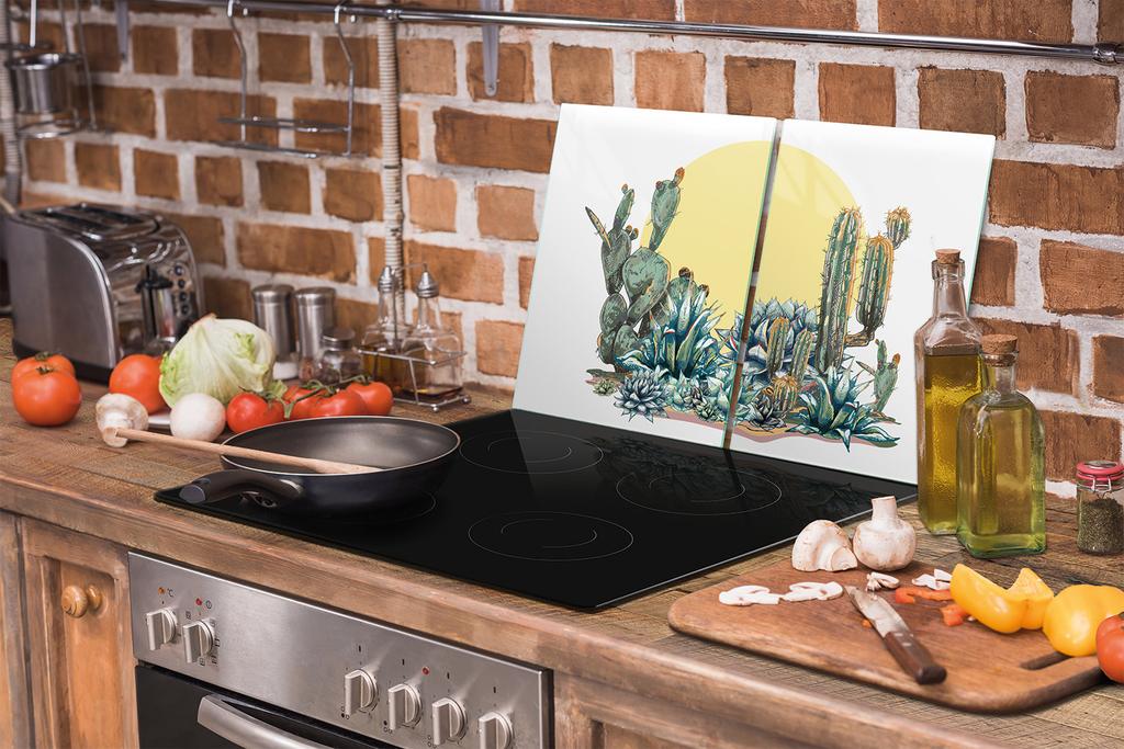 GLAS-KOCHFELDSCHUTZPLATTE 75x52 KAKTUS