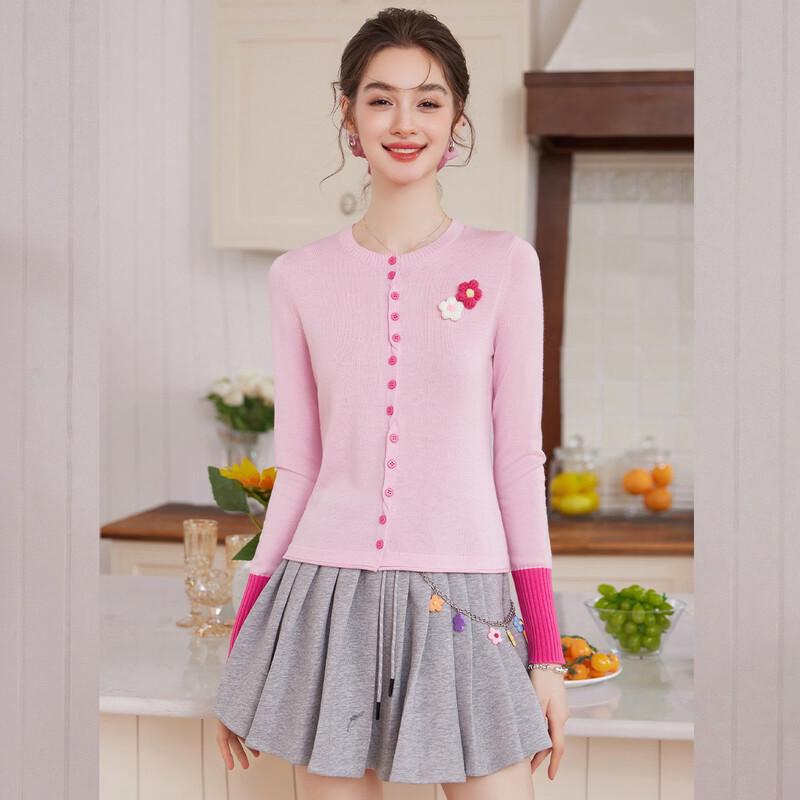 

Women s Elegant Floral Crochet Wool-Blend Knit Cardigan S