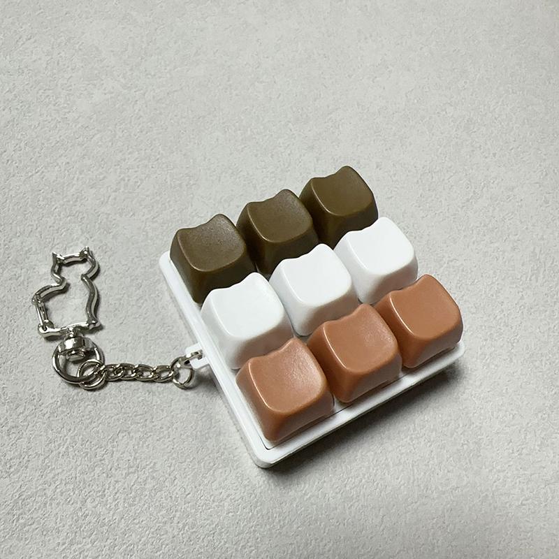 9 Keys Keyboard Fidget Keychain Antistress Keyboard Button Fingertip Key Cap Pendant Stress Relief Toys For Children Adults Gift