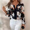 Elegant Fashion Long Sleeve Shirt Retro Casual Versatile Blouse Top for Women European American Crossborder