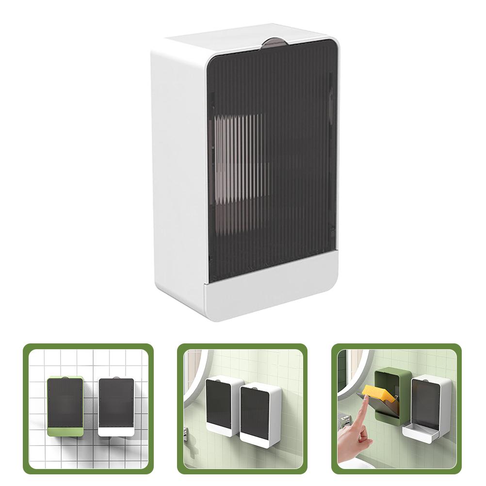 Dust-proof Drainage Soap Box with Lid for Bathroom Wall-mounted White Plastic Container Saves Space Easy To Clean