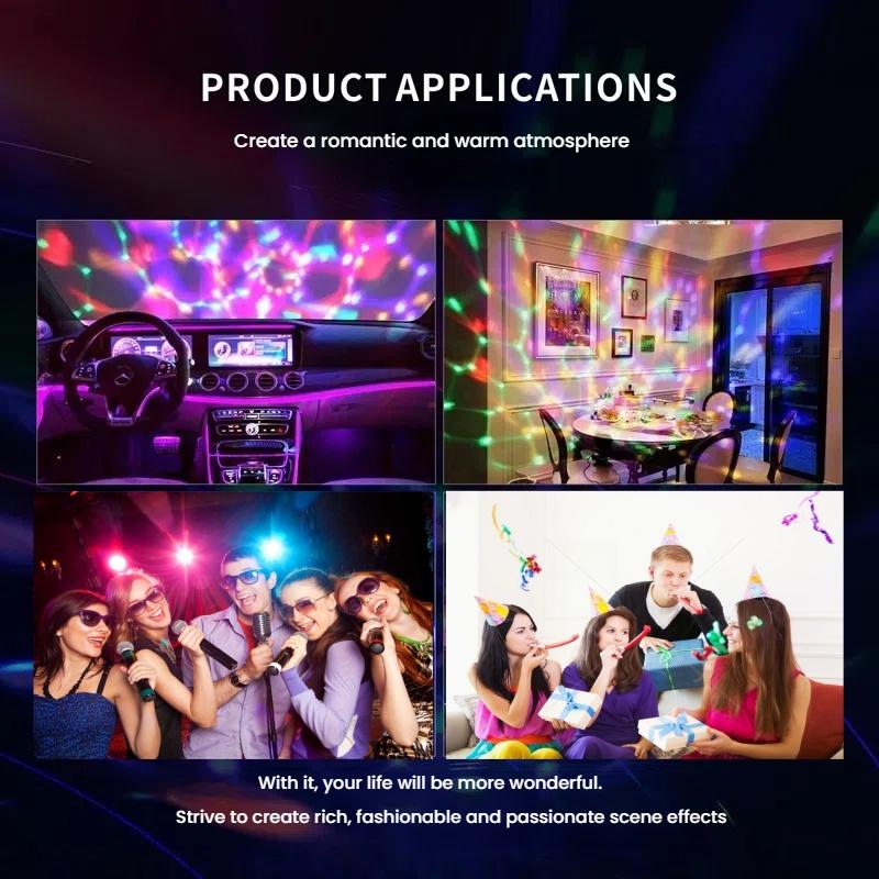 Mini Multicolor USB Projector Light Night Light for Home Bedroom Party Decor Disco Light Kids Room Decoration Christmas Party