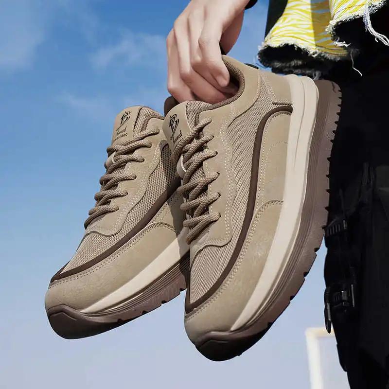 Thick Sole Natural Leather Mens Suppliers Woven Sneakers Unisex Large Size 44 45 46 47 Shoes Sports Wide Fit Global Brands