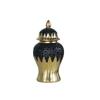 Pote de Cerâmica Oco Dourado Tanque de Armazenamento Pote de General Vaso de Flores Artesanato de Porcelana Acessórios de Decoração para Casa