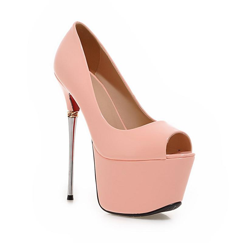 Sexy Extrémní 16cm Vysoké Podpatky Platforma Boty Žena Peep Toe Červená Zlatá Stříbrná Dámské Lodičky na Podpatku Párty Svatba Taneční Boty Ženské