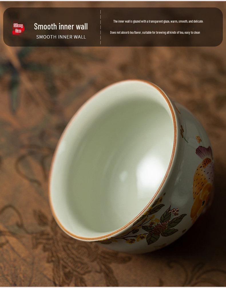 Ash-Glazed Hand-Painted Koi Ceramic Tea Cup for Kung Fu Tea Ceremony