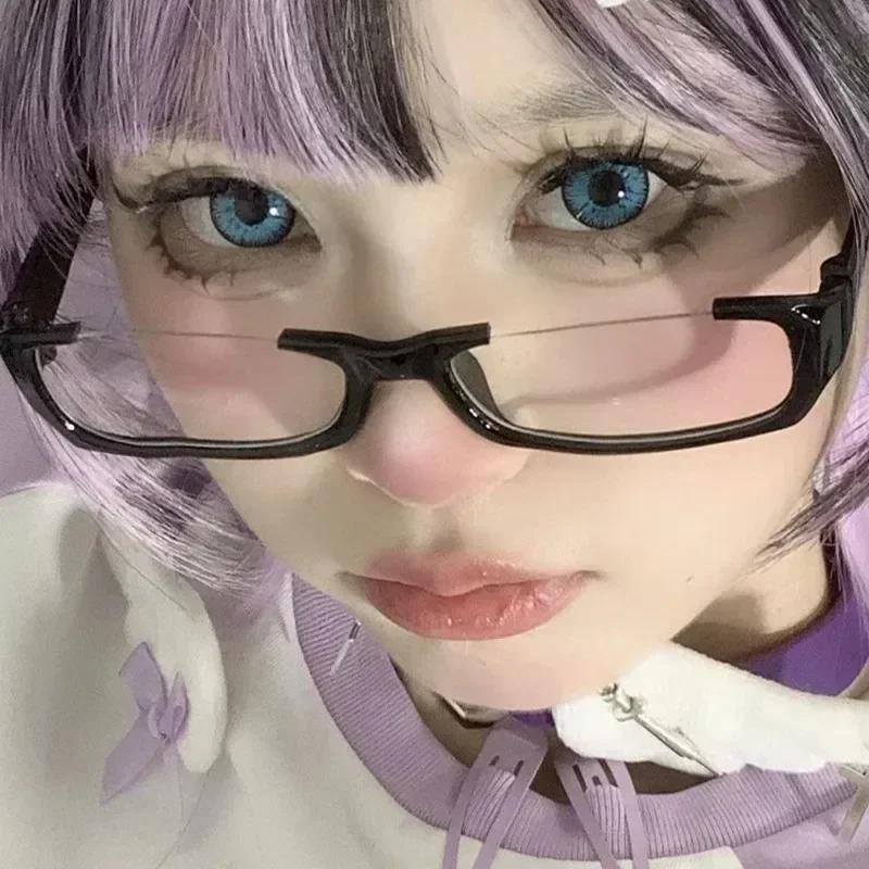 Anime Half Frame Glasses Black Plastic Role-playing Eyeglasses Fashion Anti Blue Light Glasses Reading Cosplay Simple Eyewear