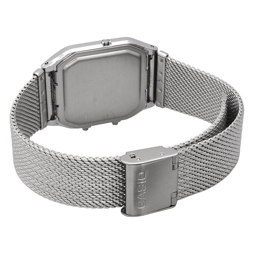 CASIO ANA-DIGI Vintage Series AQ-230EM-2A Mesh Metal Band Unisex Dual Time Navy