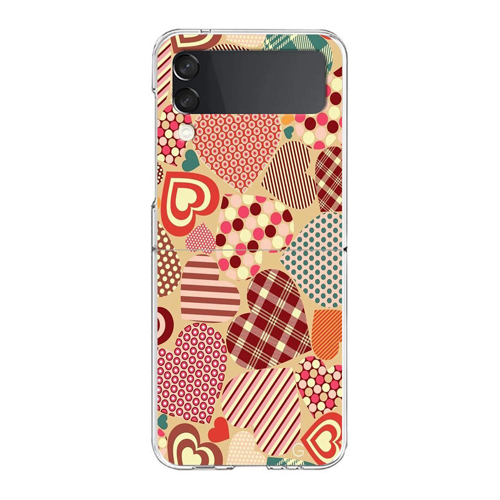 Colorful Love Heart Phone Case For Samsung Galaxy Z Flip 3 4 5 Hard Folding Clear PC Bumper For Samsung Z Flip 6 Back Cover