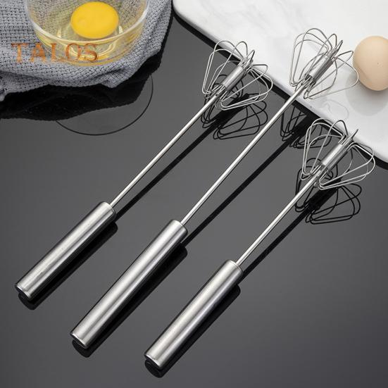 Stainless Steel Semi-Automatic Egg Beater Whisk Non-Stick Hand Push Mixer Tool for Cooking Kitchen Home Manual Rotating Egg Shaker Blender