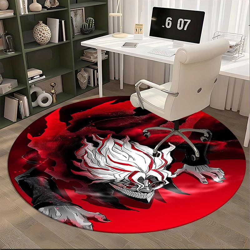 1pc Tokyo Ghoul Kaneki Ken Round Carpet Anime Cartoon Design, Office Chair Mat, NonSlip Rug for Home Decor, Living Room