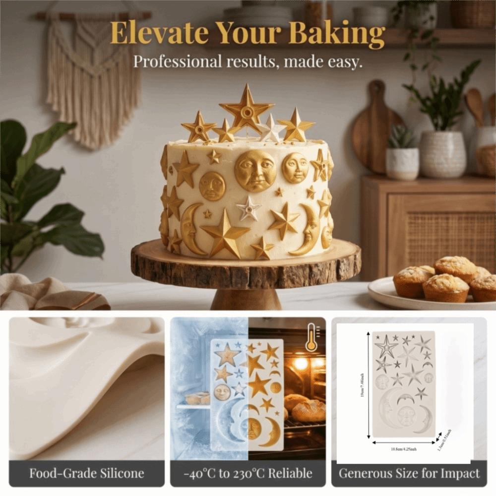 Silicone Silicone Fondant Mold Non Stick Moon Star Mold Sugarcraft Mold  Chocolate Candy