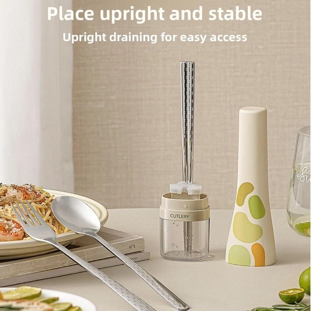 Stainless Steel Spoon Fork Set with Case Smooth Spoons and Forks Chopsticks Portable Kitchien Cutlery For School Work Lunch