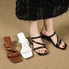 Fashion 2025 Summer New Fashion High Heel Slippers Women's Simple Outdoor Wearing Mid-high Heel French Style Multifunctional Sandals