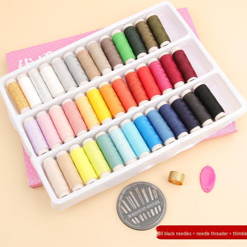 39-Color Sewing Needle & Thread Set with Box - Home Hand Sewing & Machine Use