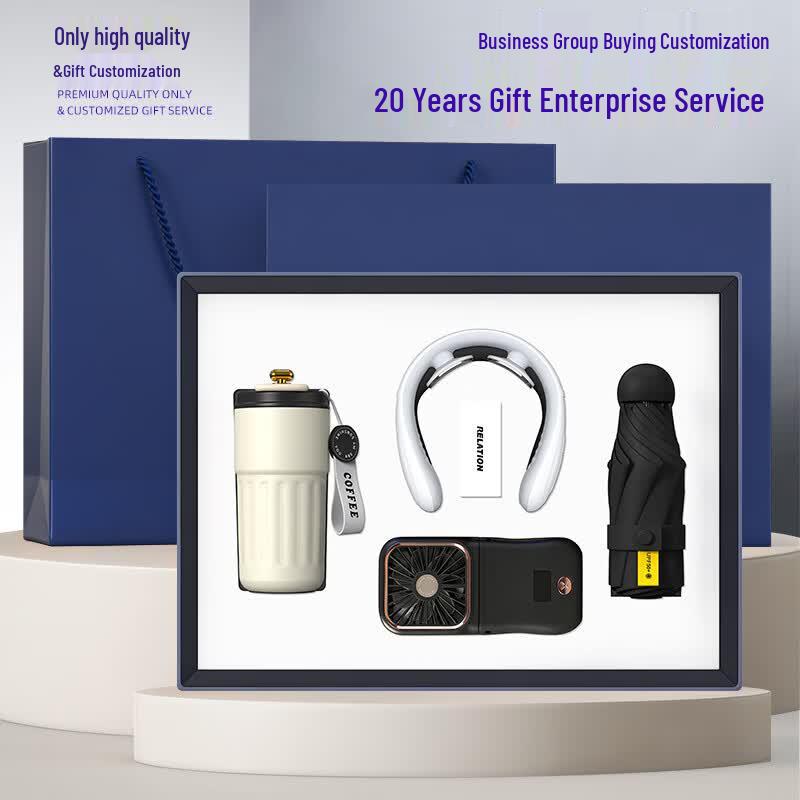 Orange Business Gift Set: Smart Thermos, Neck Massager & Fan