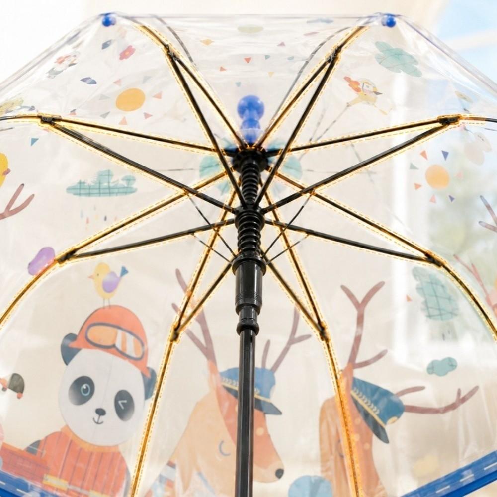 Kreskówkowe Zwierzątka Kopułowy Parasol Przezroczysty Parasol dla Dzieci Lekki Parasol z Długą Rączką Maluchy