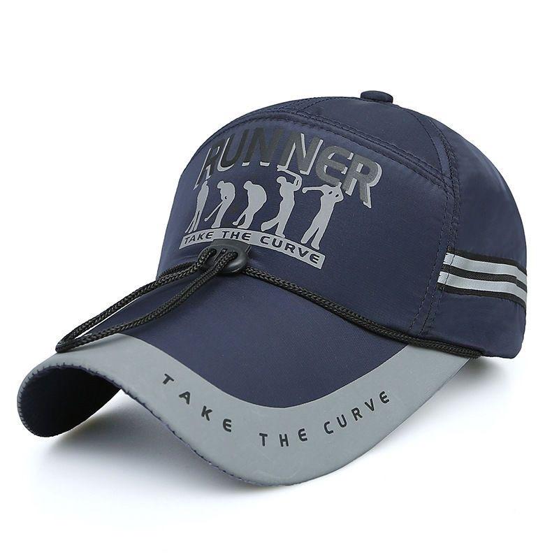 Summer baseball hat men's outdoor sports quick-drying hat sunshade breathable windproof rope fishing hat two strips luminous strips