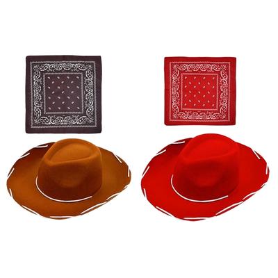 Western Hat Square Scarf Suit Adjustable Jeans Hat Beach Vacation Stylish Hat for Casual Wear and Themed Parties