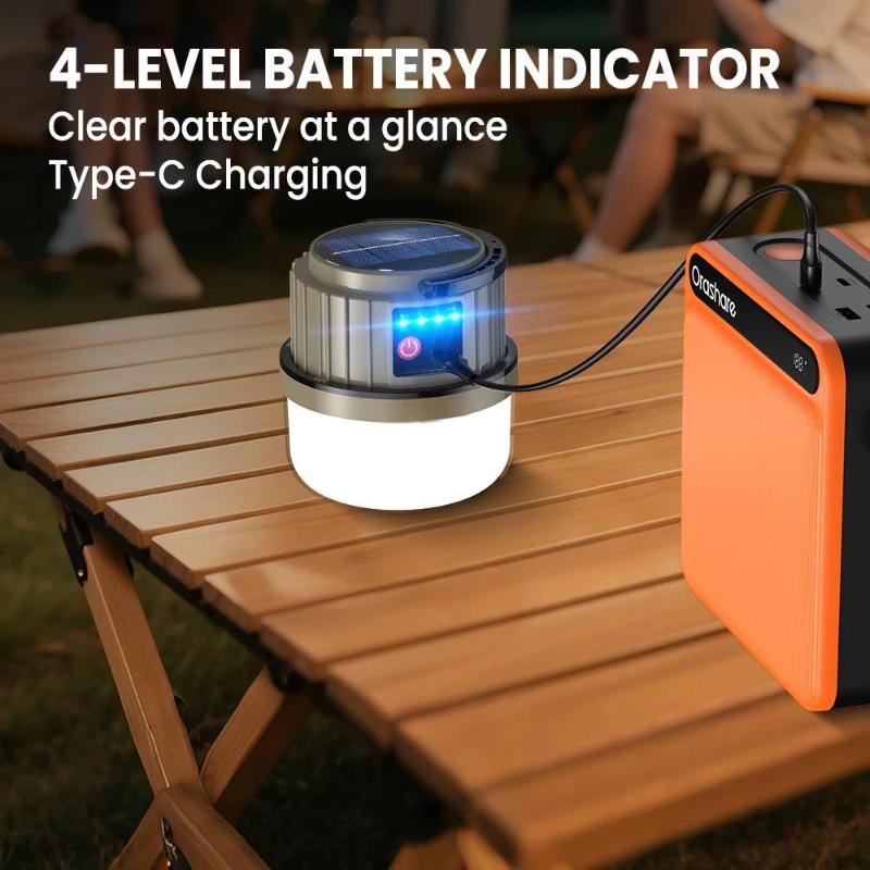 Solar Camping Light 2400Mah Rechargeable Led Ipx5 Waterproof Portable Emergency Lamp Outdoor Multifunctional Camping Light