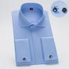 Men's Formal White Long-Sleeve Shirt with Windsor Collar and Bamboo Fiber French Cuff