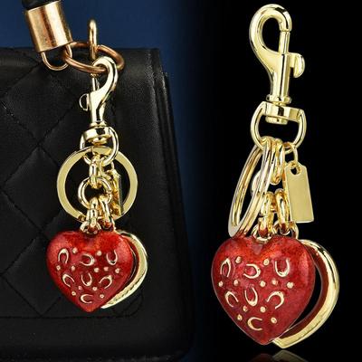 Exquisite Red Heart-Shape Keychain Bag Charms Cute Keychain Car Key Ring For Women Girls Backpack Decoration Accessories Gifts