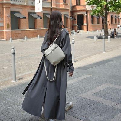 Women's Extra Long Grey Trench Coat, Spring/Autumn 2025, Ankle-Length Casual Outerwear