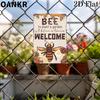 Décoration de Clôture de Jardin Vintage Affiche Étain Métallique Cadeau Idéal x Pouce Abeille Jardin Bienvenue Panneaux Métalliques pour Décor de Ferme Plaque