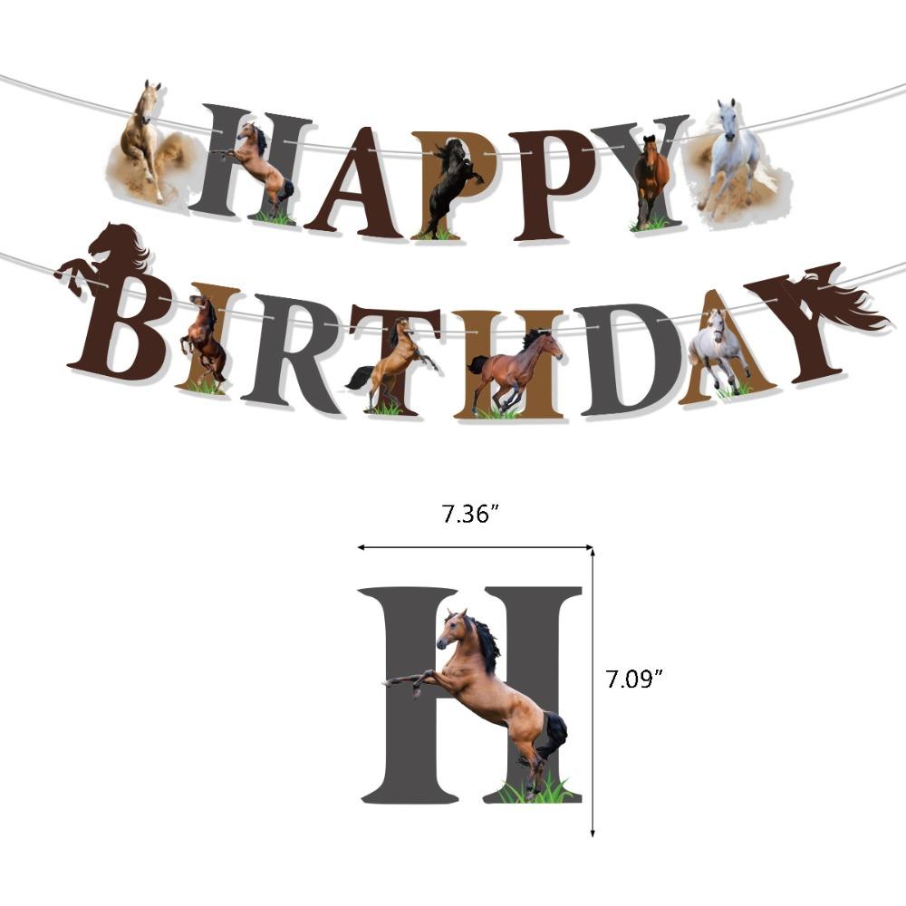 12inch Horse Happy Birthday Banner Latex Western Cowboy Pony Birthday Party Decoration  Boys