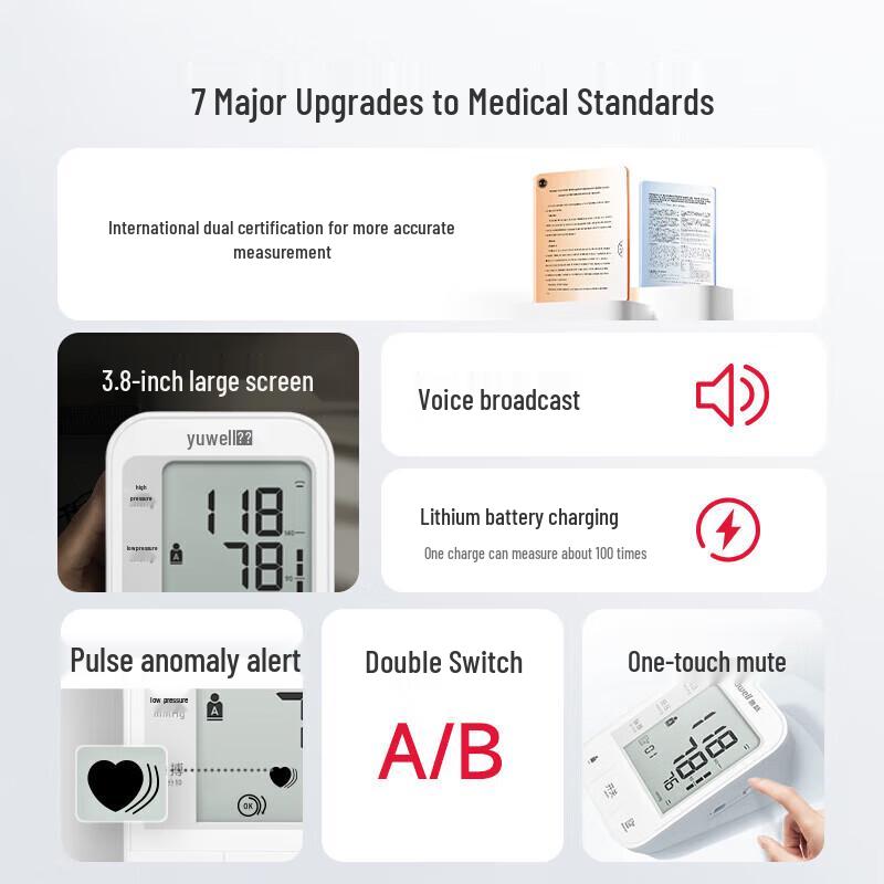 Yuwell YE670CR Rechargeable Voice Blood Pressure Monitor