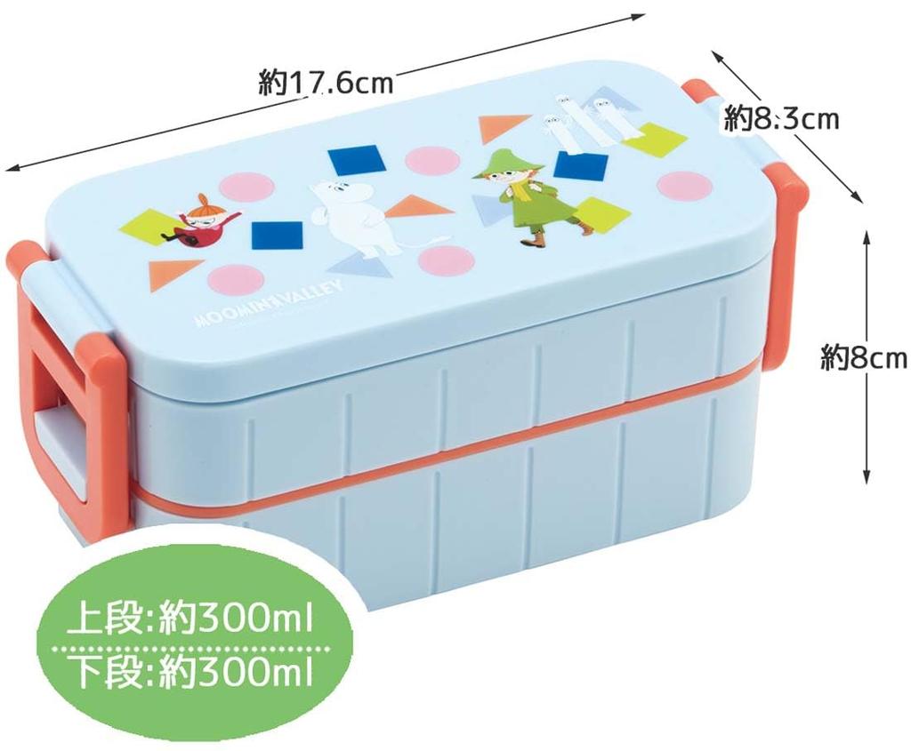 Skater Moomin Anime Lunch Box, 23 Capacity, 600ml, 2-Tier, Women's, Made in Japan, YZW3AG-A