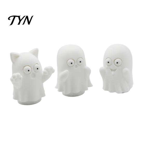 Interactive Playable Decoration 3D Printed Pop-Eyed Fidget Figurine, Funny Squeeze Cactus Ghost Ornament, Cute Desktop Decor for Office Stress Relief