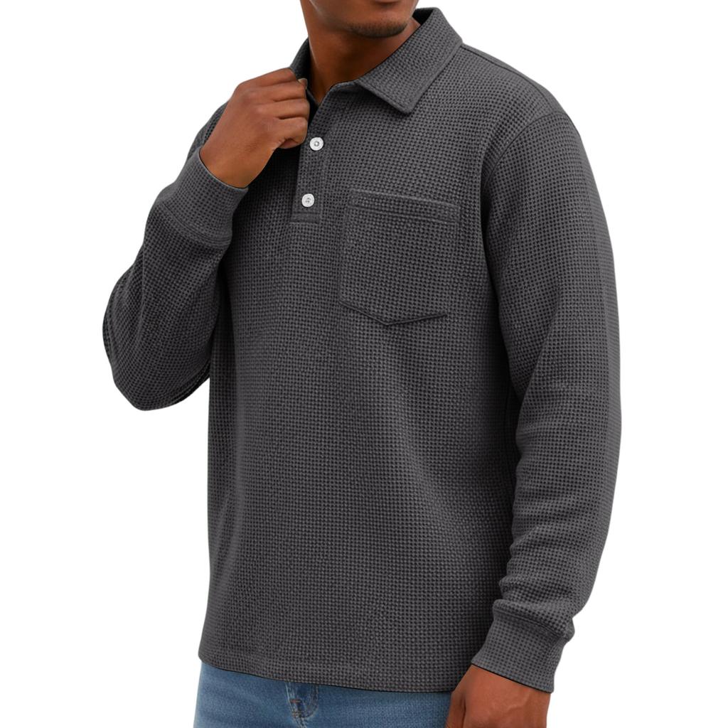 Men's Knit Casual Pocket Collar Pullover , Long Sleeve Daily Wear