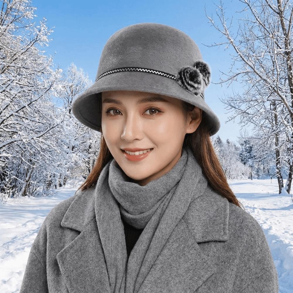 Imitation Fur Topper Hat Solid Color Woolen Bucket Hat Fashion Fisherman Hat  Church