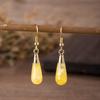 1pair Natural Stone Earring Amethyst Tiger Eye Charms Long Water Drop Dangle Earrings Jewelry for Women
