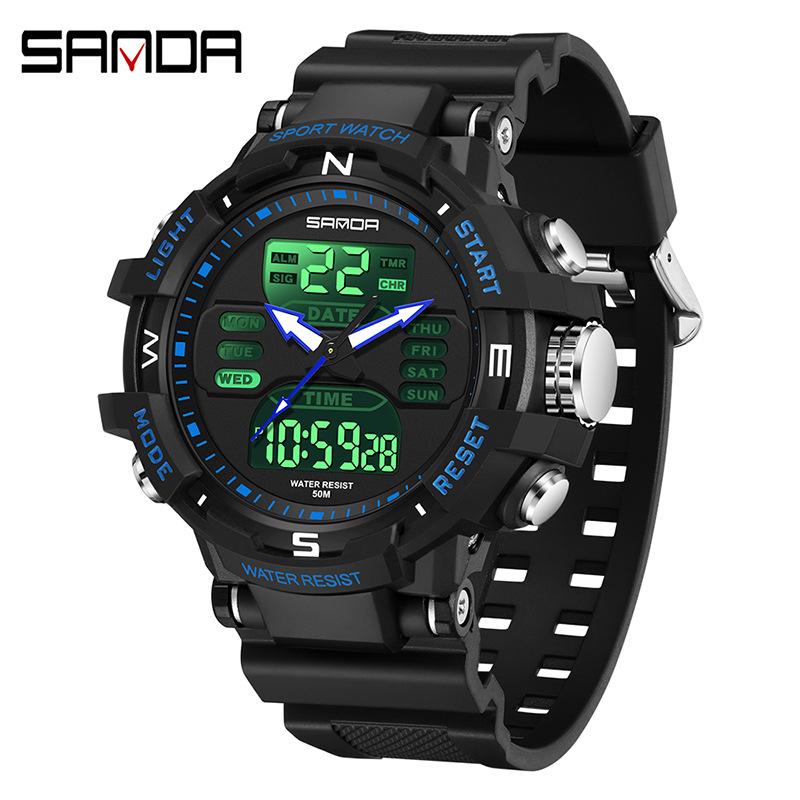 Часы SANDA Спортивные уличные Водонепроницаемые Многофункциональные Светящиеся Будильник — фото 22