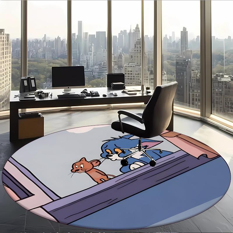 Tom I Jerry (32) Okrągły dywan biurowy Dekoracyjny dywan podłogowy do biura, sypialni, salonu i przestrzeni domowej