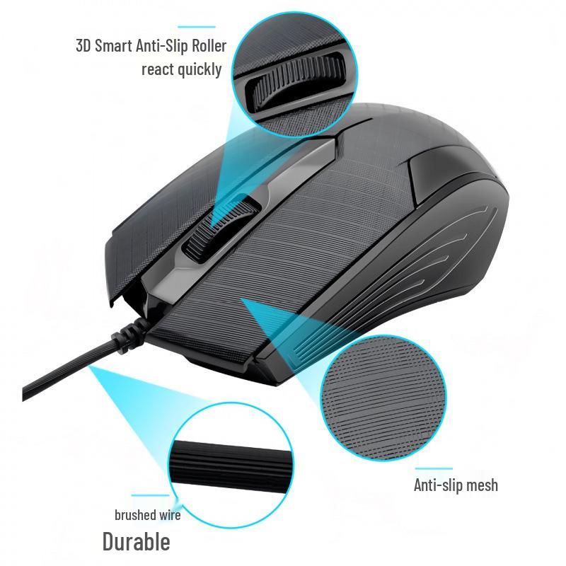 Extra-Long USB Wired Mouse - 2m, 3m, or 5m Cable for Desktop/TV Use