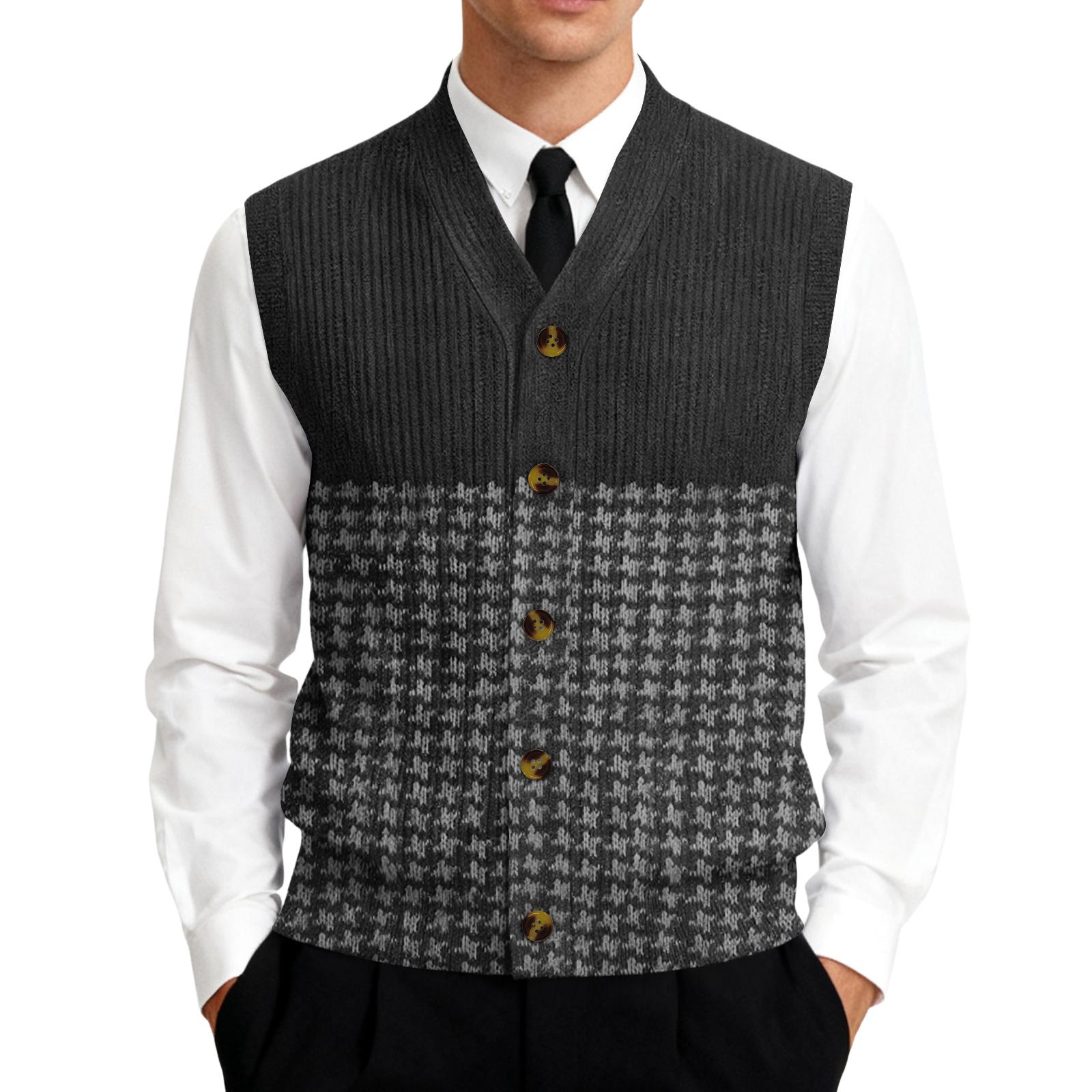 

Men s V-Neck Sleeveless Knit Cardigan Vest XXXXXL
