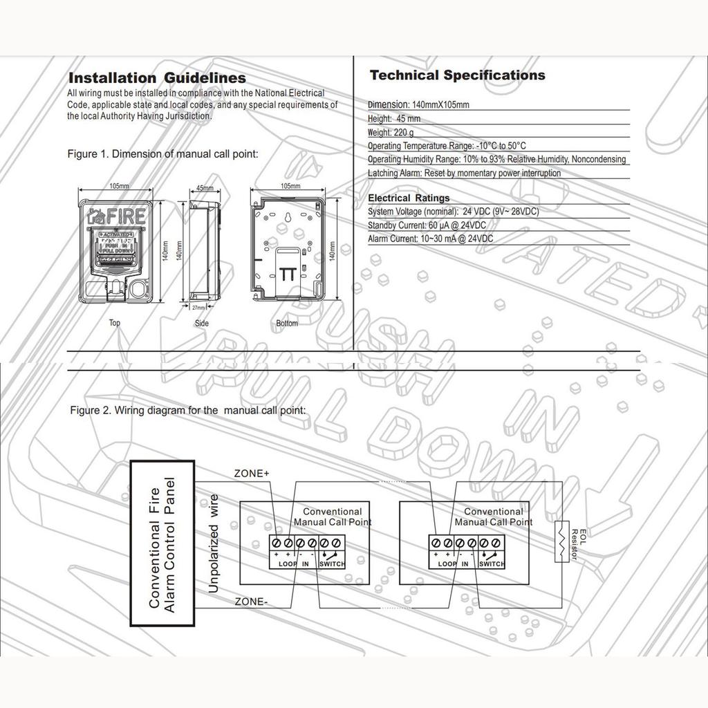 Resettable Wired Fire Alarm Emergency Call Point Button