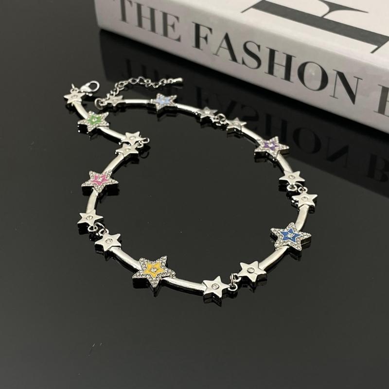 Five-pointed Star Aesthetic Necklace Diamonds Inlay Simple Clavicle Chain Women Girls Wedding Jewelry Birthday Gift