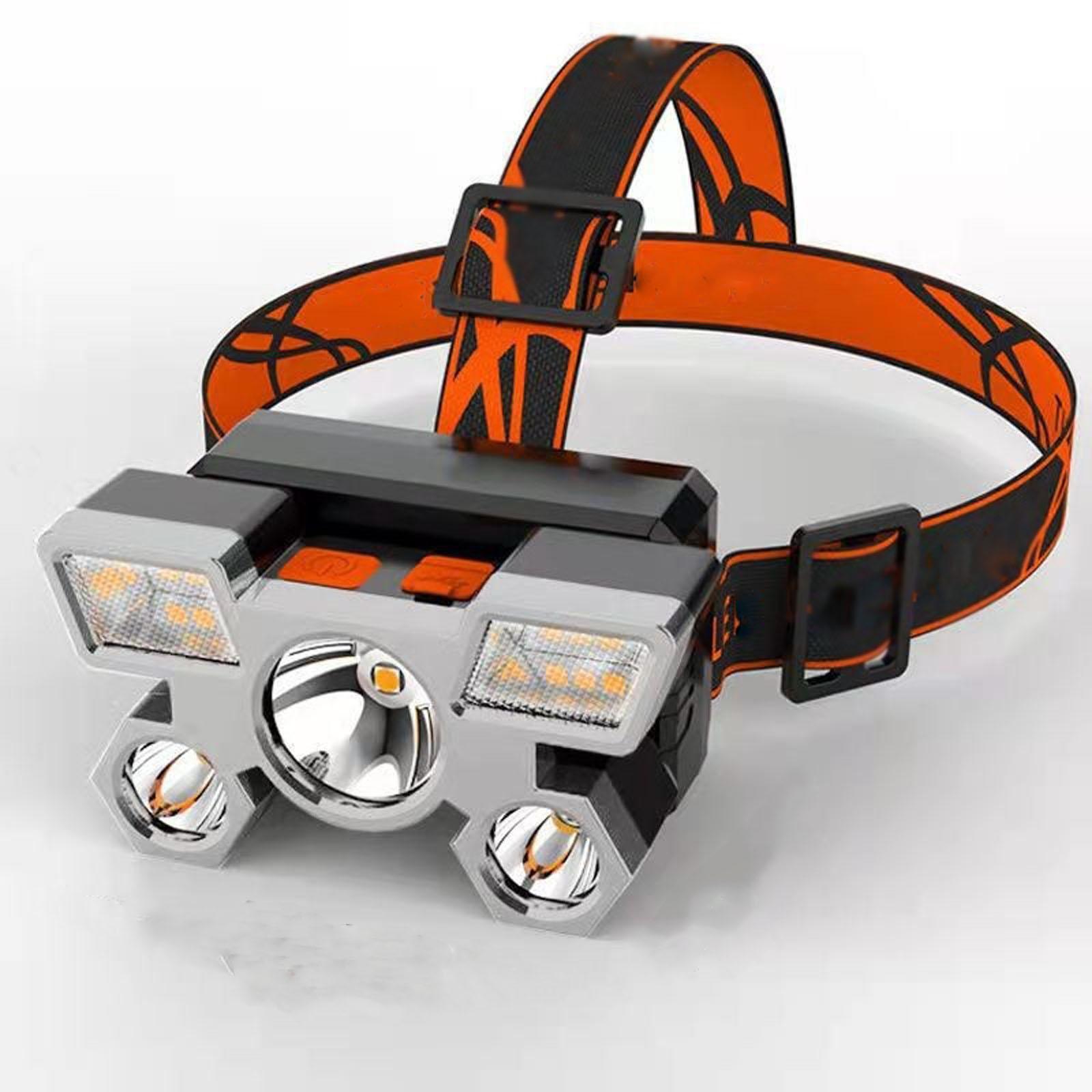 

USB Rechargeable Strong Headlamp, 5-LED Aircraft Lamp, Head-Mounted Small Flashlight, Outdoor Miner’s Headlamp for Night Work Camping One Size