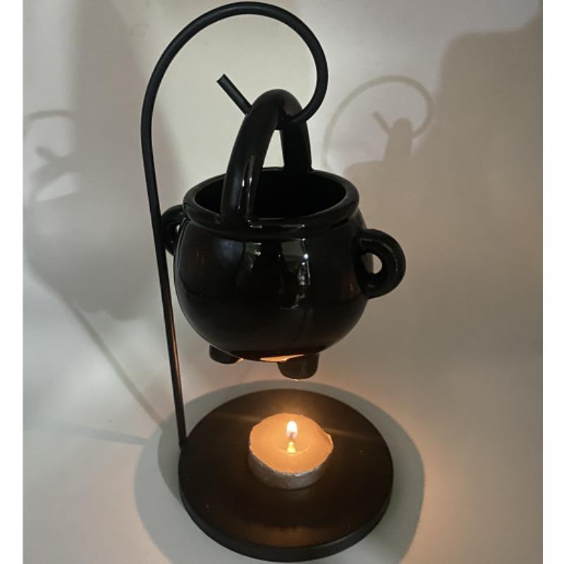 Ceramic Aromatherapy Stove Witch Soup Cup Creative Iron Frame Hook Ceramic Essential Oil Stove with Iron Frame Home Decoration