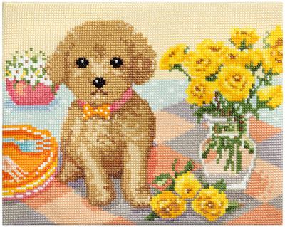 LECIEN Embroidery Kit Cross Stitch Toy Poodle 717 Dog&Flower