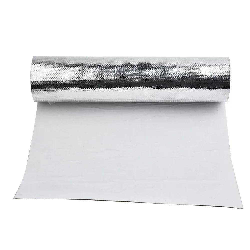 25*50cm Car Heat Protection Foil Film High Temperature Resistant Fiberglass Aluminum Foil Tape Cloth Self Adhesive Mat