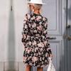 Amazon Independent Station European and American cross-border women's clothing autumn and winter new wrap-type printed cardigan v-neck dress