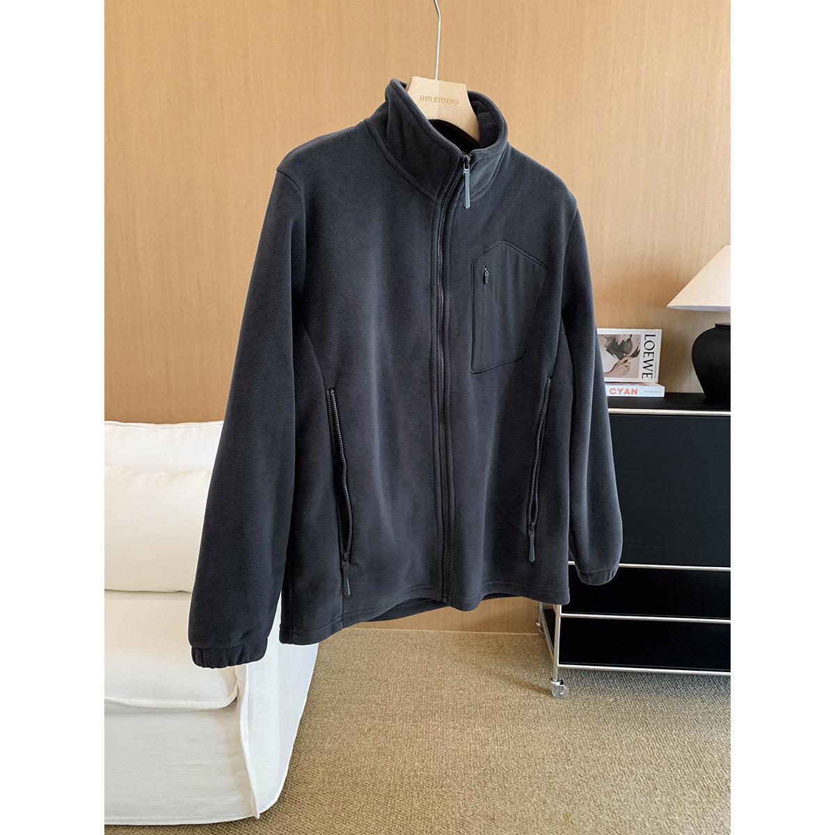 

Men s 2025 Double Layer Fleece Jacket - Thick, Warm Polar Fleece & Cotton Fluff 4XL сірий колір