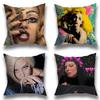 Singer L-Lady Gaga Pillow Case Anti-dustmite Pillowcase Invisible Zipper Silky Short Plush Sofa Cushion Cover